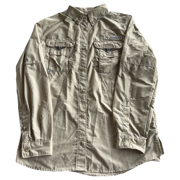 Columbia Other - Columbia PFG Omni-Shade Fishing Shirt Mens Medium Tan Vented Long Sleeve Nylon
